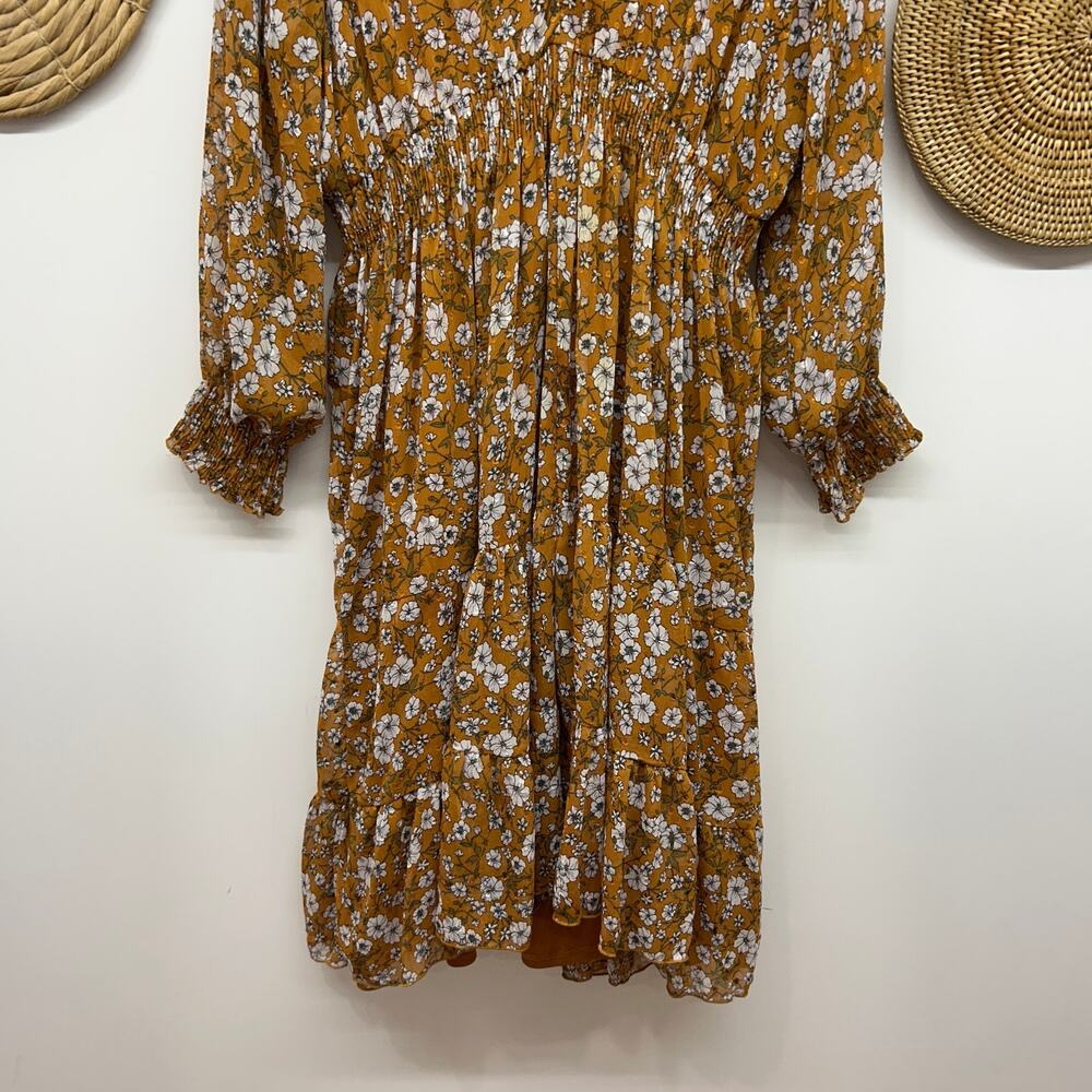 NY Collection Long Sleeve Midi Dress Plus Size 2X Flower Floral Yellow Feminine - Picture 5 of 9
